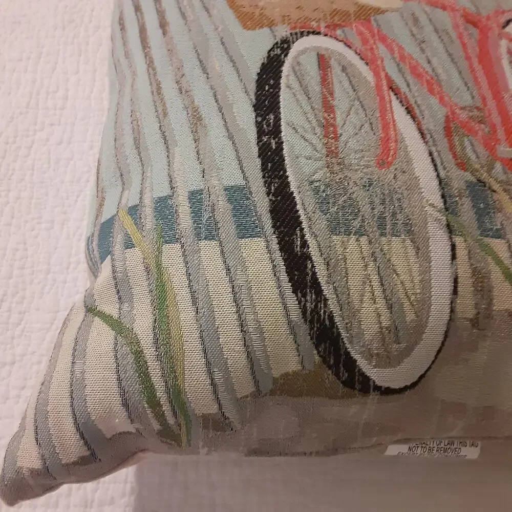 Nantucket Bicycle Pillow Textured Calming Colors